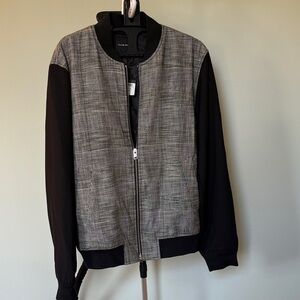 Club Monaco Plaid Black and Gray Bomber Jacket
